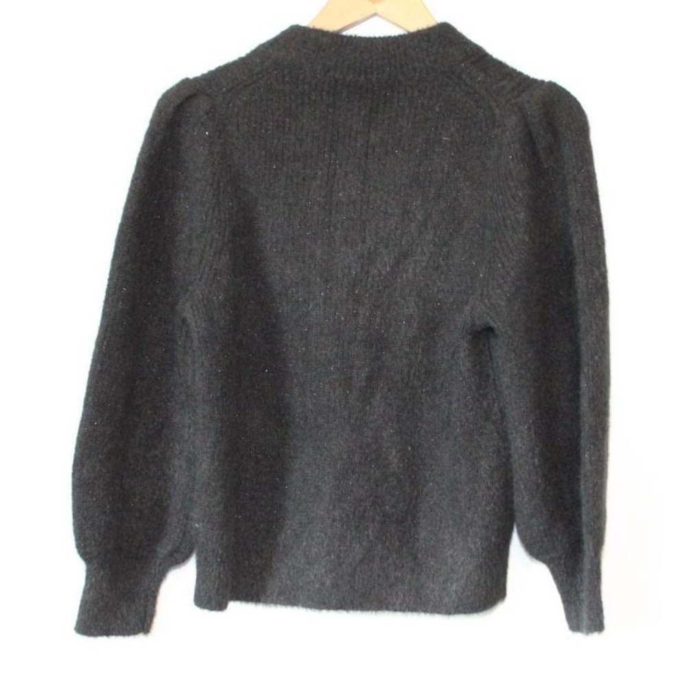 Madewell Eaton Puff Sleeve Pullover Sweater Cozy Fuzzy Stretch Black Medium Chic - Picture 8 of 12
